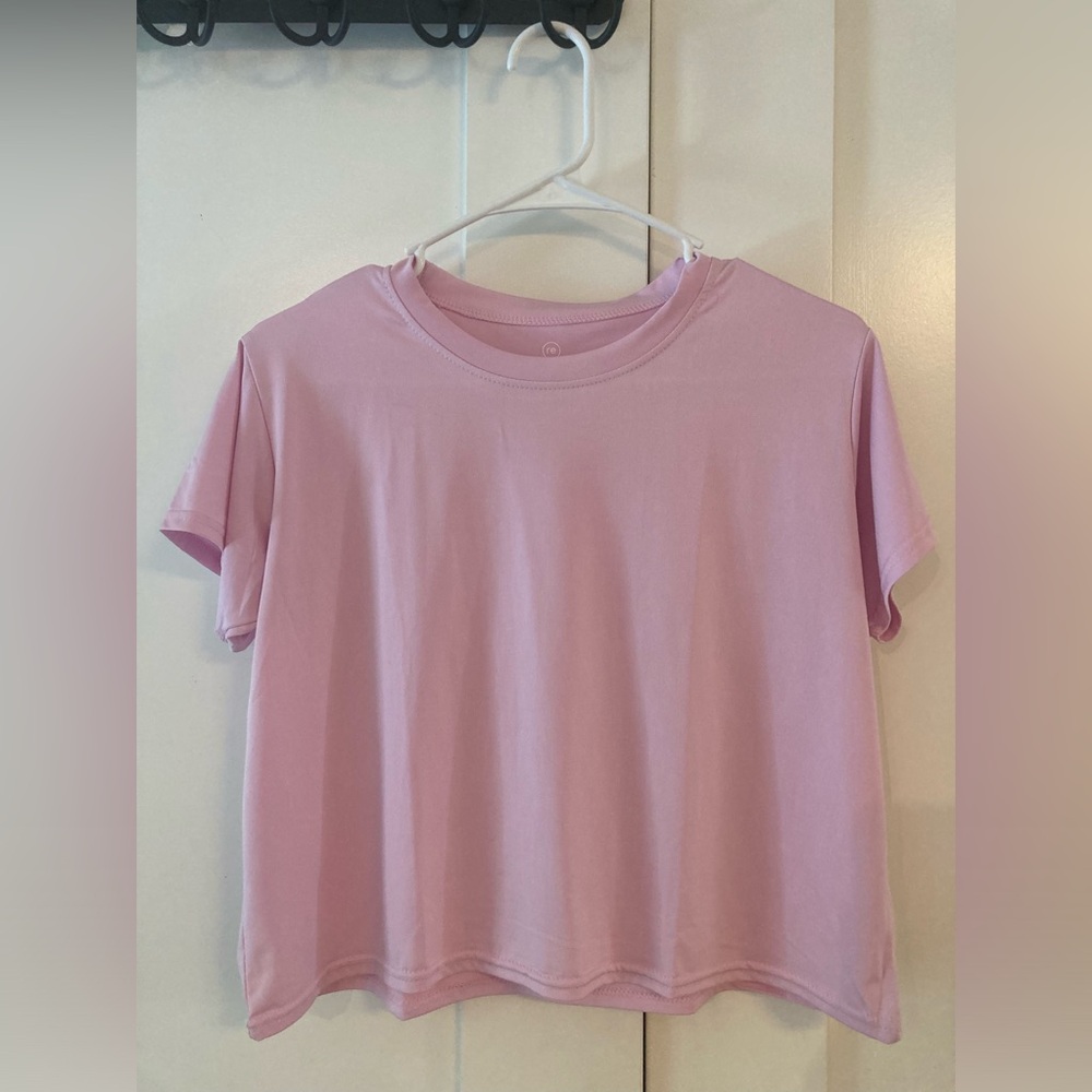 Light Pink Cropped Dry Fit T-shirt